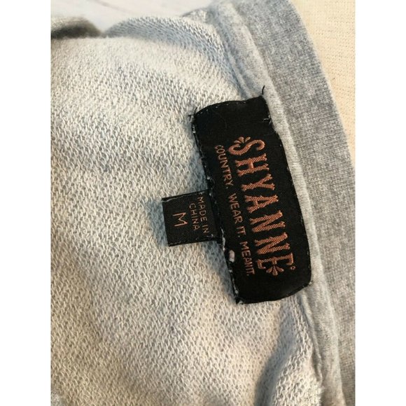 Shyanne Medium Country Pullover Sweatshirt Shirt cold shoulder Sequins Gray - Picture 5 of 11